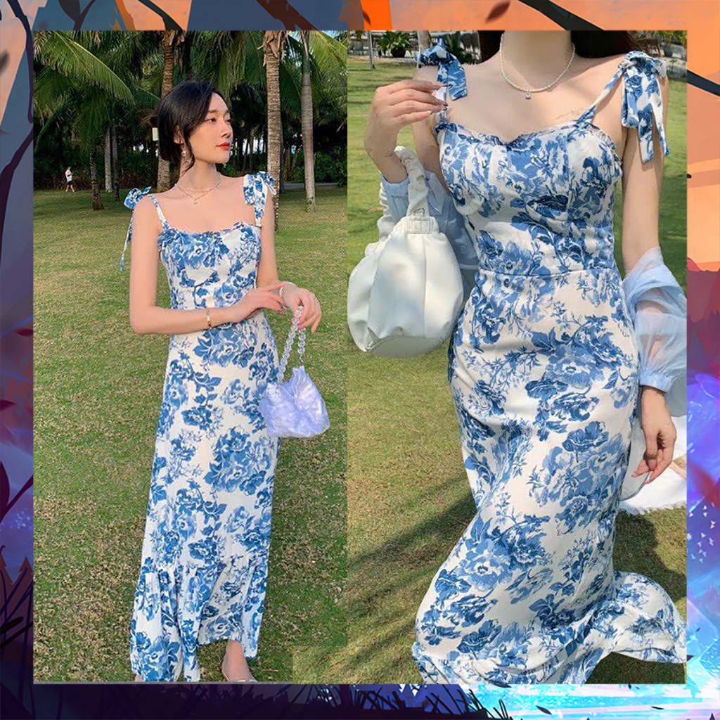 Đầm Nữ Lụa Hoa Cột Nơ Vai Kèm Áo Khoác Von Kiếng - Thời Trang Dressery Store