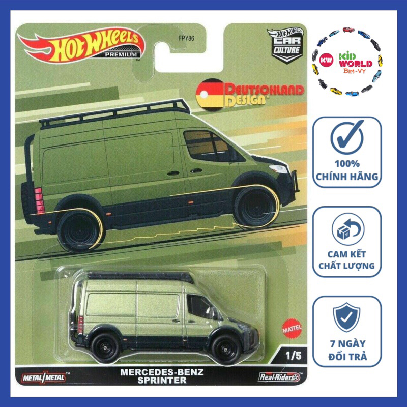 Xe mô hình Hot Wheels Premium Car Culture Deutschland Design Series Mercedes-Benz Sprinter HCJ96, bánh cao su.
