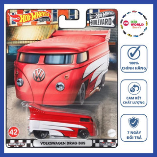 Xe mô hình Hot Wheels Premium Boulevard Series Volkswagen Drag Bus HCR15, bánh cao su.
