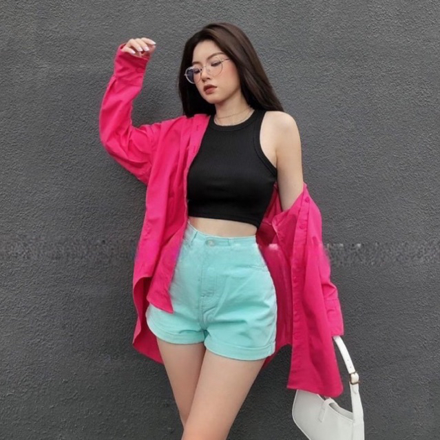 Áo thun ba lỗ croptop mùa hè ôm body thun gân mềm mát