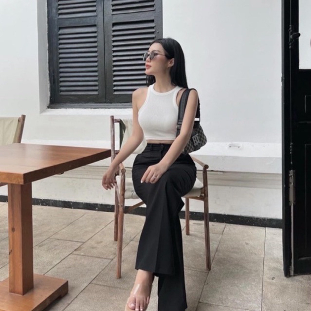 Áo thun ba lỗ croptop mùa hè ôm body thun gân mềm mát