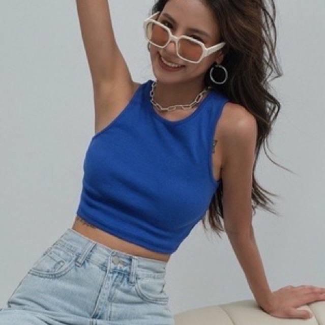 Áo thun ba lỗ croptop mùa hè ôm body thun gân mềm mát