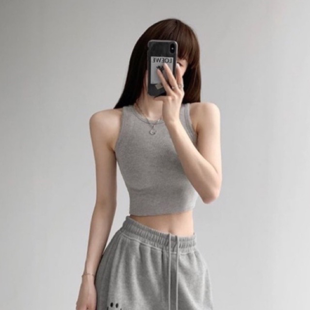 Áo thun ba lỗ croptop mùa hè ôm body thun gân mềm mát