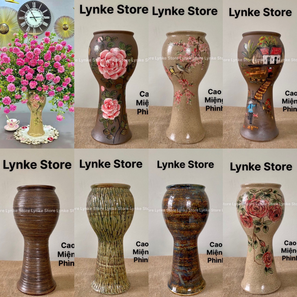 Bình Hoa Lọ Hoa Dáng Ly Cao 38cm Men Mộc Gốm Sứ Bát Tràng - Lynke Store