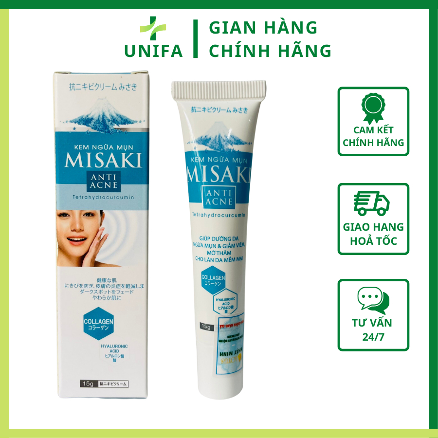 Kem mụn collagen misaki, chấm mụn giúp xẹp mụn, giảm mụn, mờ thâm hiệu quả - chiết xuất từ collagen - tuýp 15