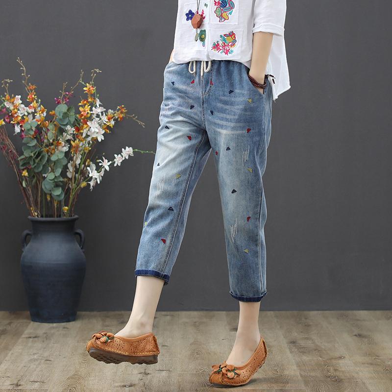 Quần baggy nữ KAMAKAdenim thêu tam giác nhỏ NU2451