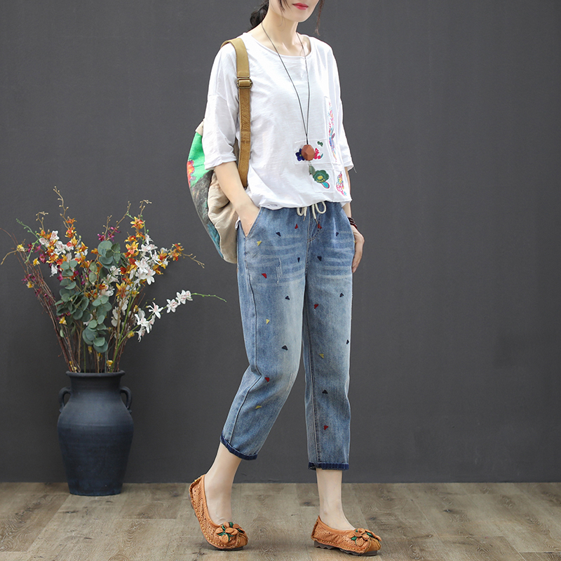 Quần baggy nữ KAMAKAdenim thêu tam giác nhỏ NU2451