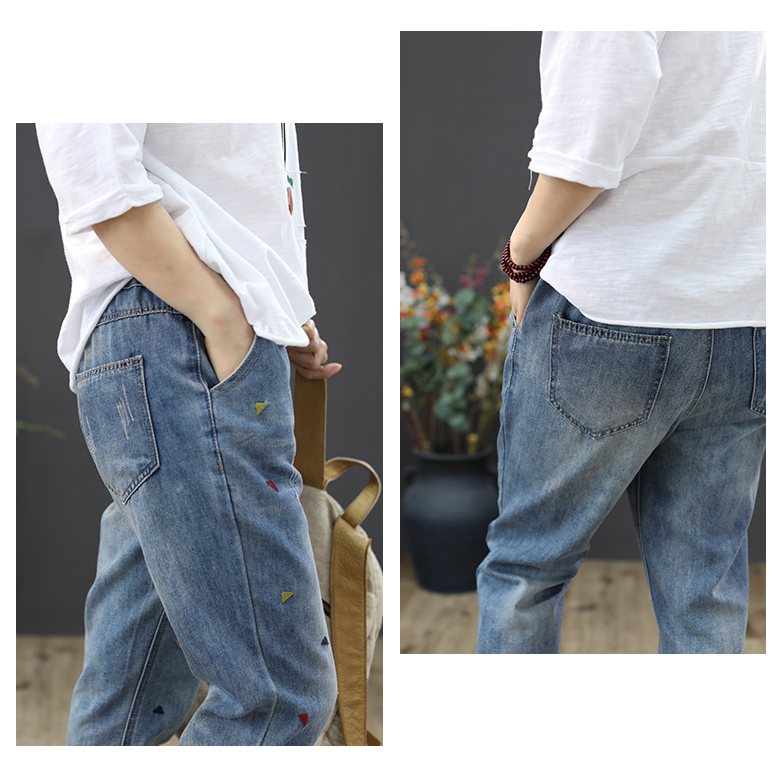 Quần baggy nữ KAMAKAdenim thêu tam giác nhỏ NU2451