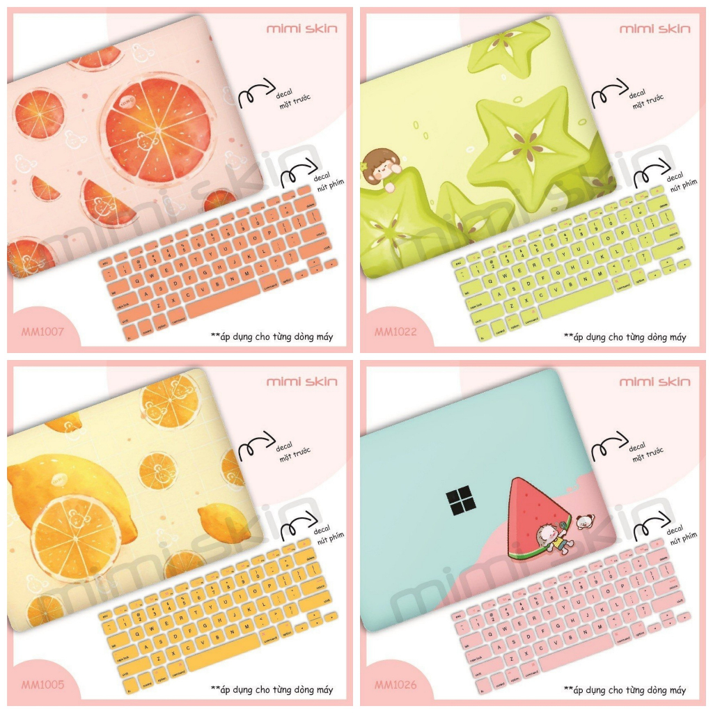 Decal dán laptop Trái nhiệt đới cắt sẵn, chỉ việc tháo dán, cho các dòng máy hiệu MIMISKIN