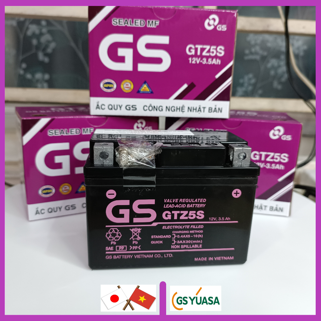 (Chính hãng acquy GS) Bình Ắc Quy GS GTZ5S 12V 5AH cho xe máy Wave, Exciter, Future Neo, Nouvo, Jupiter, Sirus, Janus