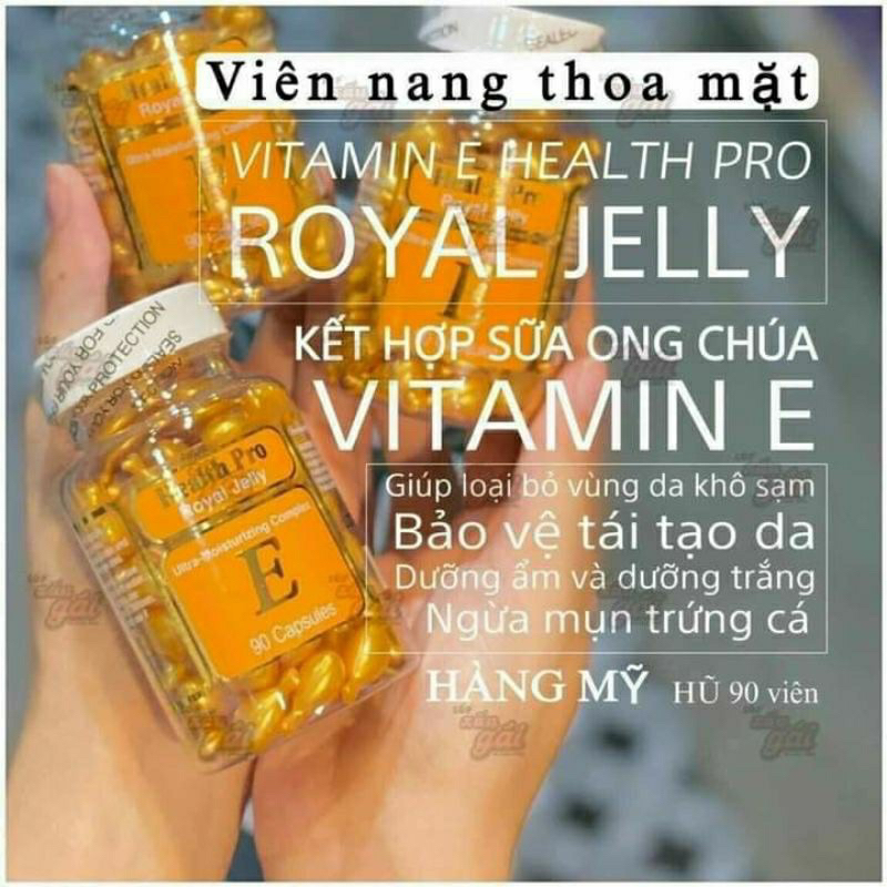 Viên thoa dưỡng da mặt chiết xuất từ sữa ong chúa và vitamin E Health pro 90 viên