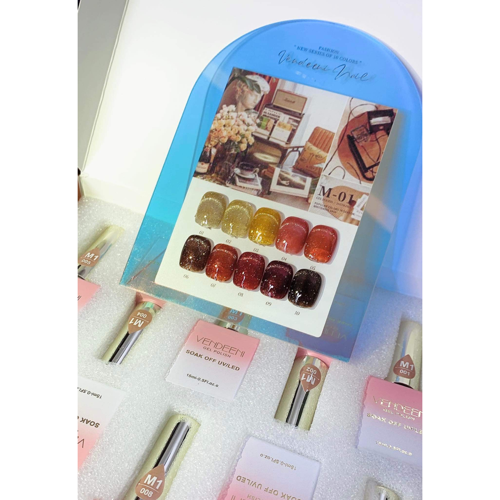 Set sơn mắt mèo Vendeeni 10 màu tặng kèm bảng màu