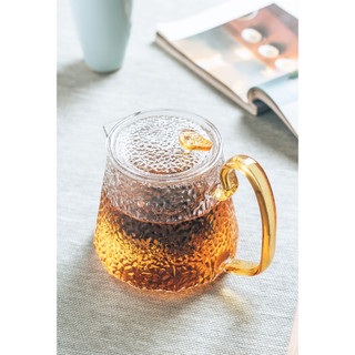 Ấm Thủy Tinh Pha Trà Cao Cấp Có Lõi Lọc Tay Cầm Màu Vàng 500ml