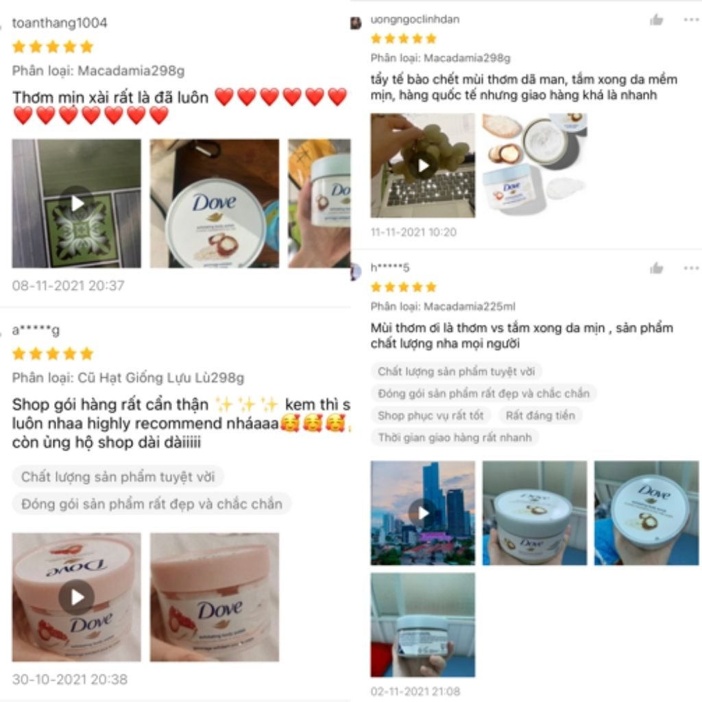 Tẩy Da Chết Body Giúp Da Mịn Màng Tẩy Tế Bào Chết DOVE Chính Hãng _ACELA STORE