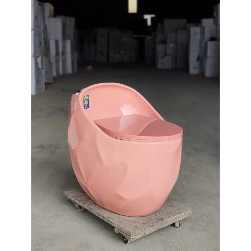 BỒN CẦU QUẢ TRỨNG HỒNG , BỆT liền khối QUẢ TRỨNG HỒNG ,BỆT liền khối QUẢ TRỨNG MÀU HỒNG - PINK [ GIÁ