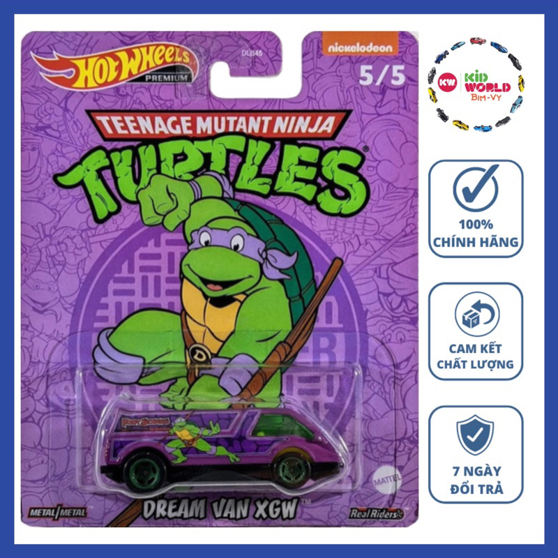 Xe mô hình Hot Wheels Premium Teenage Mutant Ninja Turtles Series Dream Van XGW HCN93, bánh cao su.