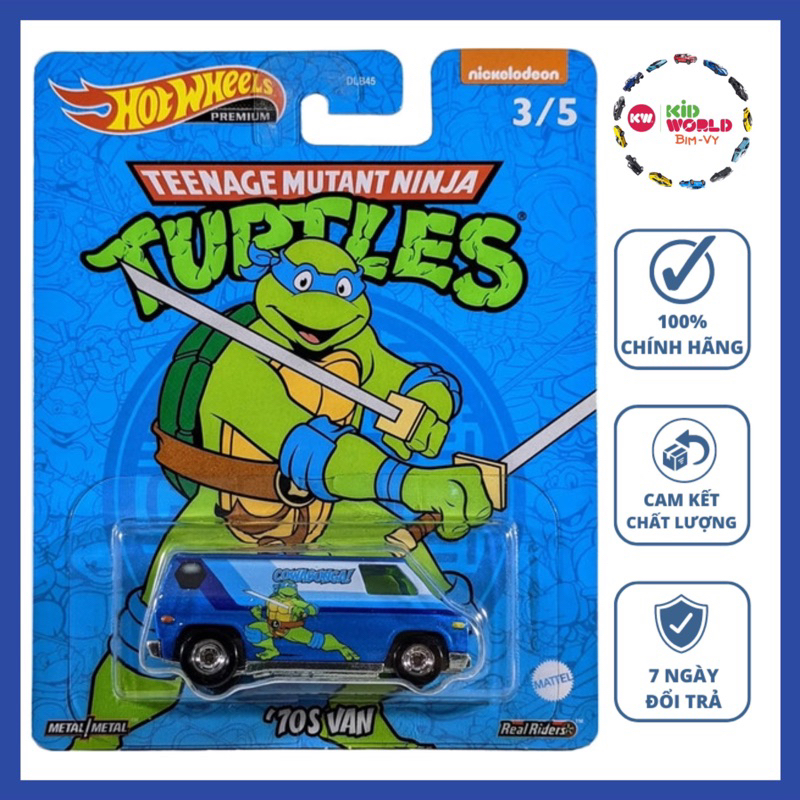 Xe mô hình Hot Wheels Premium Teenage Mutant Ninja Turtles Series '70s Van HCN89, bánh cao su.