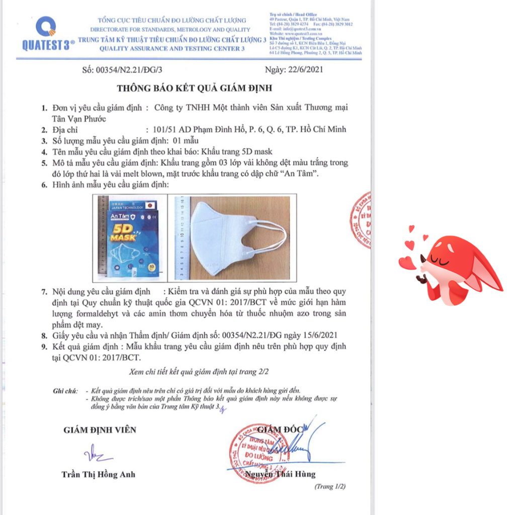 Khẩu trang 5d An Tâm - Túi 10 cái