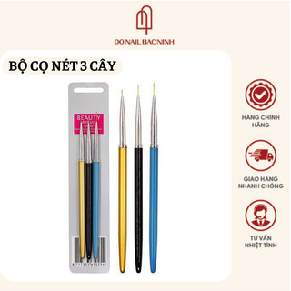 Bộ cọ nét 3 cây vẽ móng, set cọ nail nét siêu mảnh