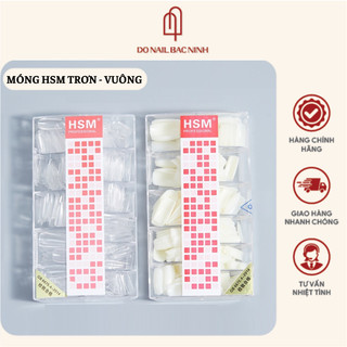 Móng úp HSM trơn phom vuông hàng chuẩn, móng xịn không gãy không vỡ  - hộp 500 móng