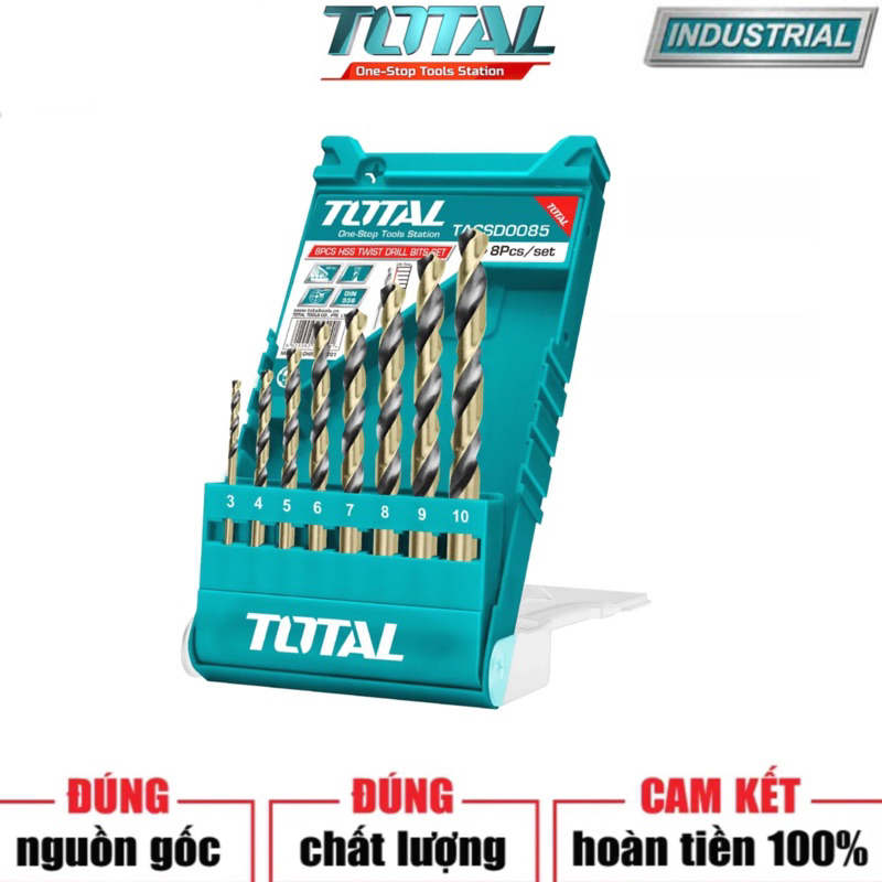 TOTAL Bộ 8 mũi khoan kim loại TACSD0085
