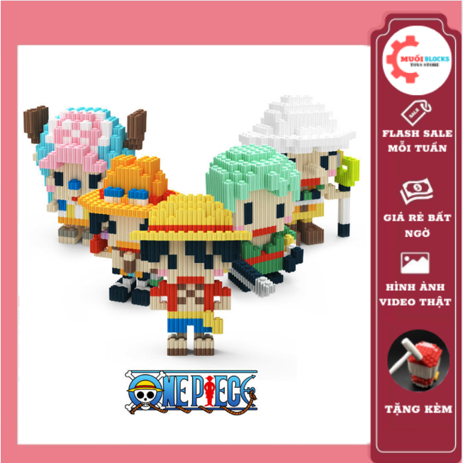 Đồ Chơi Lắp Ráp Mô Hình Mini 3D Đảo Hải Tặc One Piece Luffy Zoro Sanji Tàu Thousand Sunny Cho Bé - Muối blocks