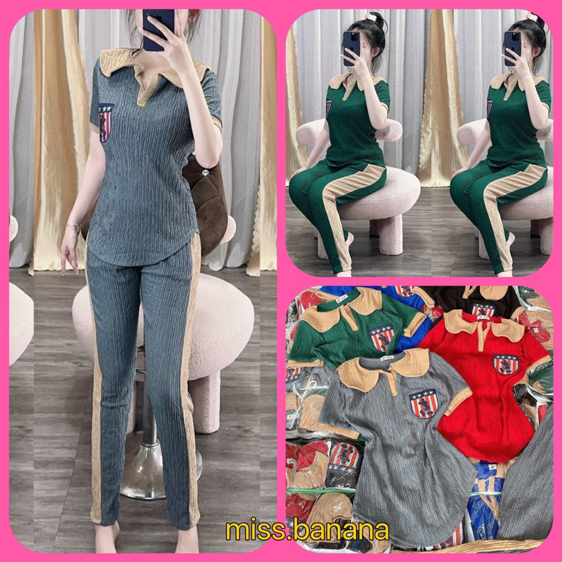 Set Bộ Đồ Áo Có Cổ Quần Dài Ống Bo Thun Xốp dày đẹp MaN