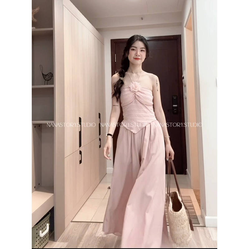 Set áo cup mây hồng kèm quần đũi giả váy Nana Story