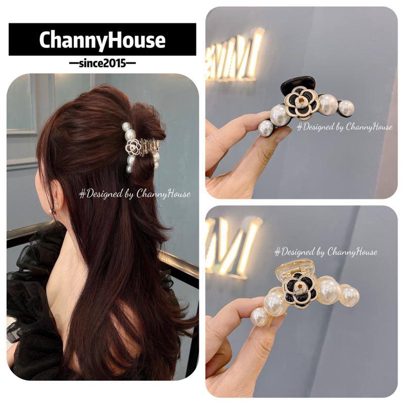 Kẹp tóc ngoạm dọc ≈8cm làm phồng chân tóc trai mix hoa trà [CHANNYHOUSE]