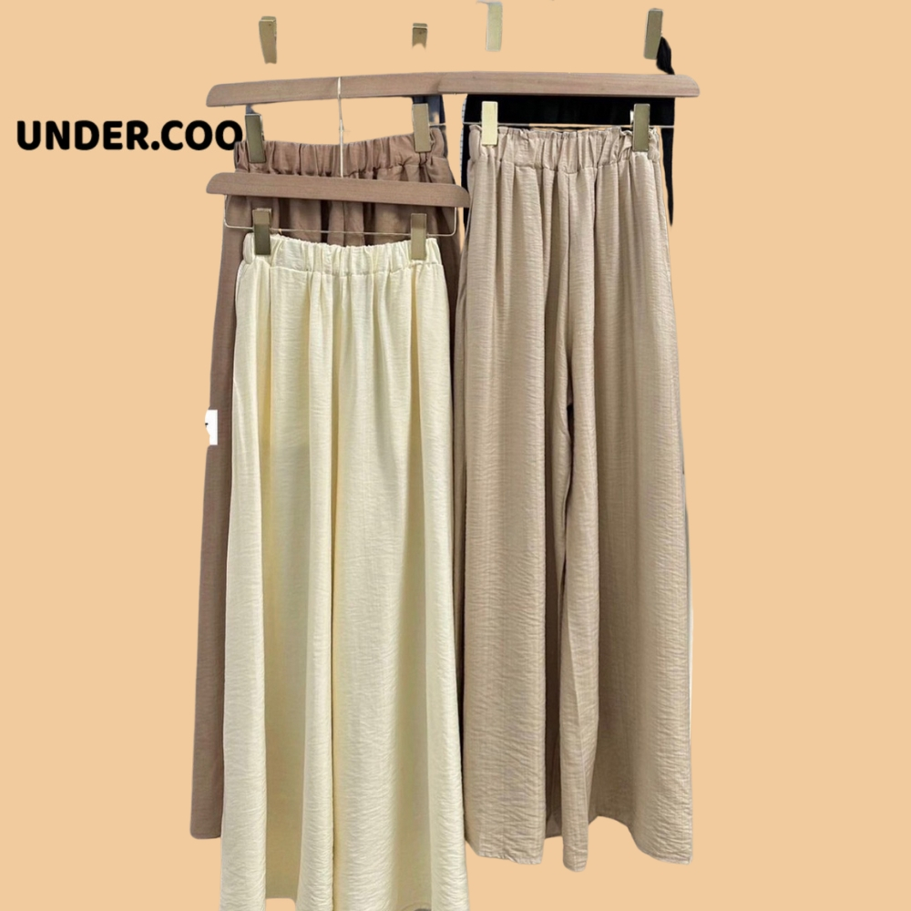 Quần đũi cạp chun ống rộng nhiều màu UNDERCOOL Culottes chất linen ống suông rộng