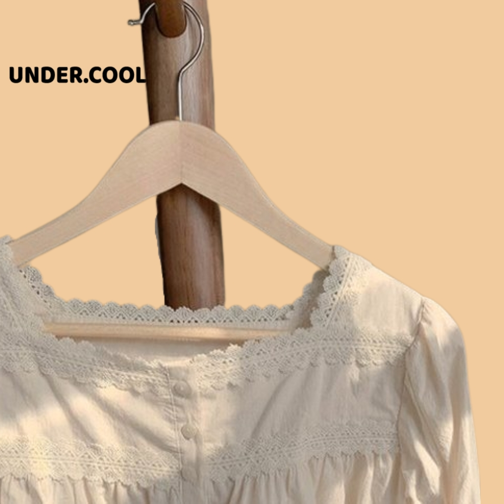 Áo babydoll viền ren bo tay UNDERCOOL - tiểu thư sang chảnh vintage