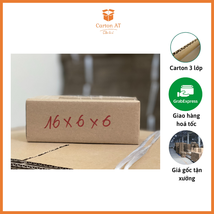 Combo 20 hộp carton 16x6x6 hộp shipcod – thùng carton đóng gói – hộp carton đóng hàng Carton AT