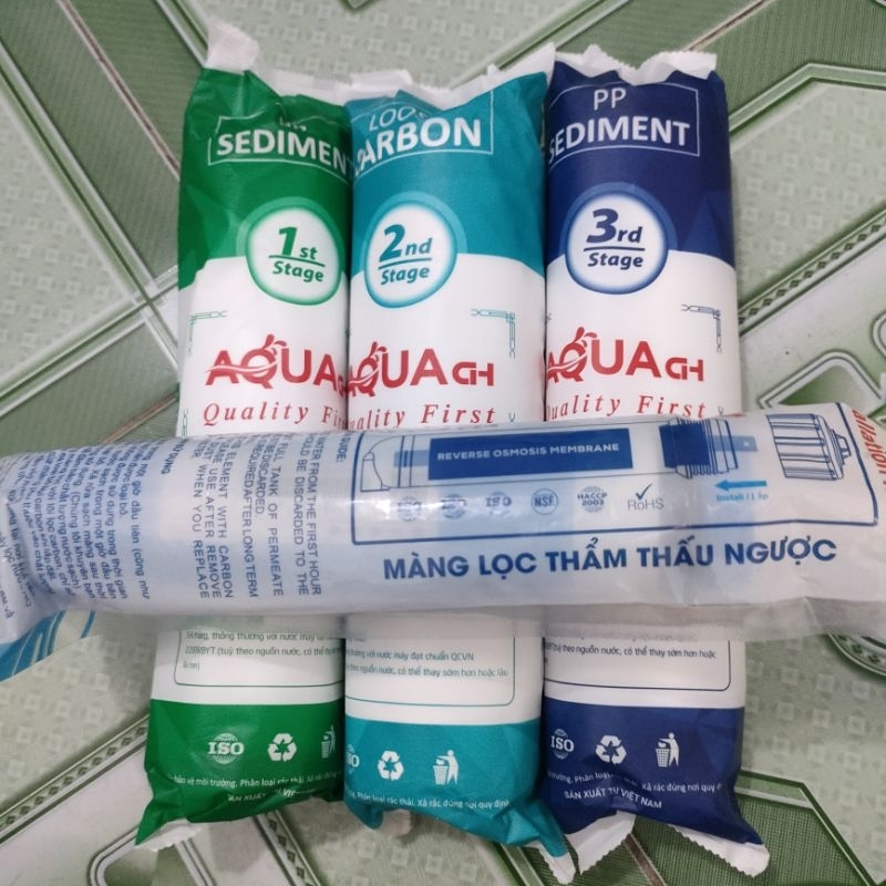 Combo lõi lọc nước AQUA.Lõi lọc nước máy lọc RO từ lõi 1 đến lõi 4. lõi lọc nước AQUA