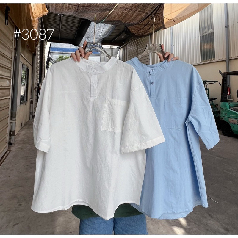 Áo sơ mi cổ tàu hàn quốc - mã 3087
