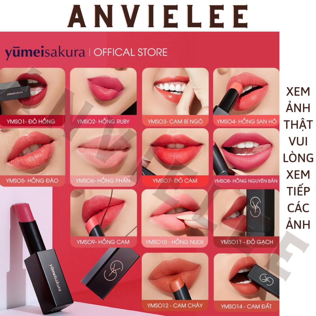 [Gốc 399] Son Lì Yumeisakura YMS09 - Tomato Red - Son Dưỡng YMS01 - Ladybug Red