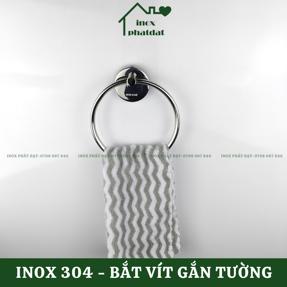 Vòng treo khăn tắm hình tròn Inox 304 PHÁT ĐẠT không rỉ sét máng khăn nhà tắm cao cấp, giá móc khăn mặt