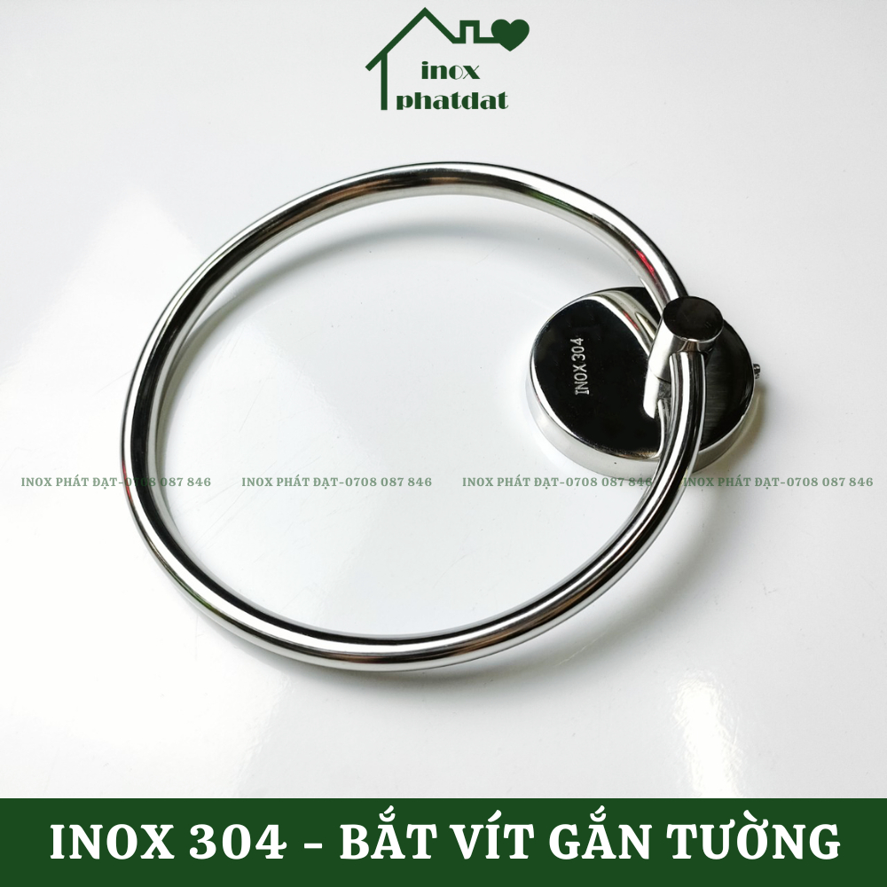 Vòng treo khăn tắm hình tròn Inox 304 PHÁT ĐẠT không rỉ sét máng khăn nhà tắm cao cấp, giá móc khăn mặt