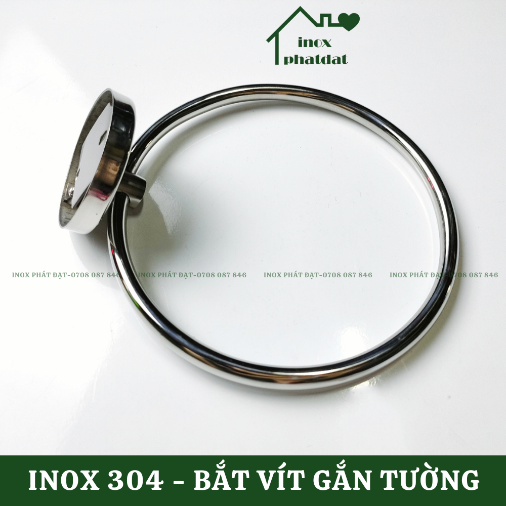 Vòng treo khăn tắm hình tròn Inox 304 PHÁT ĐẠT không rỉ sét máng khăn nhà tắm cao cấp, giá móc khăn mặt