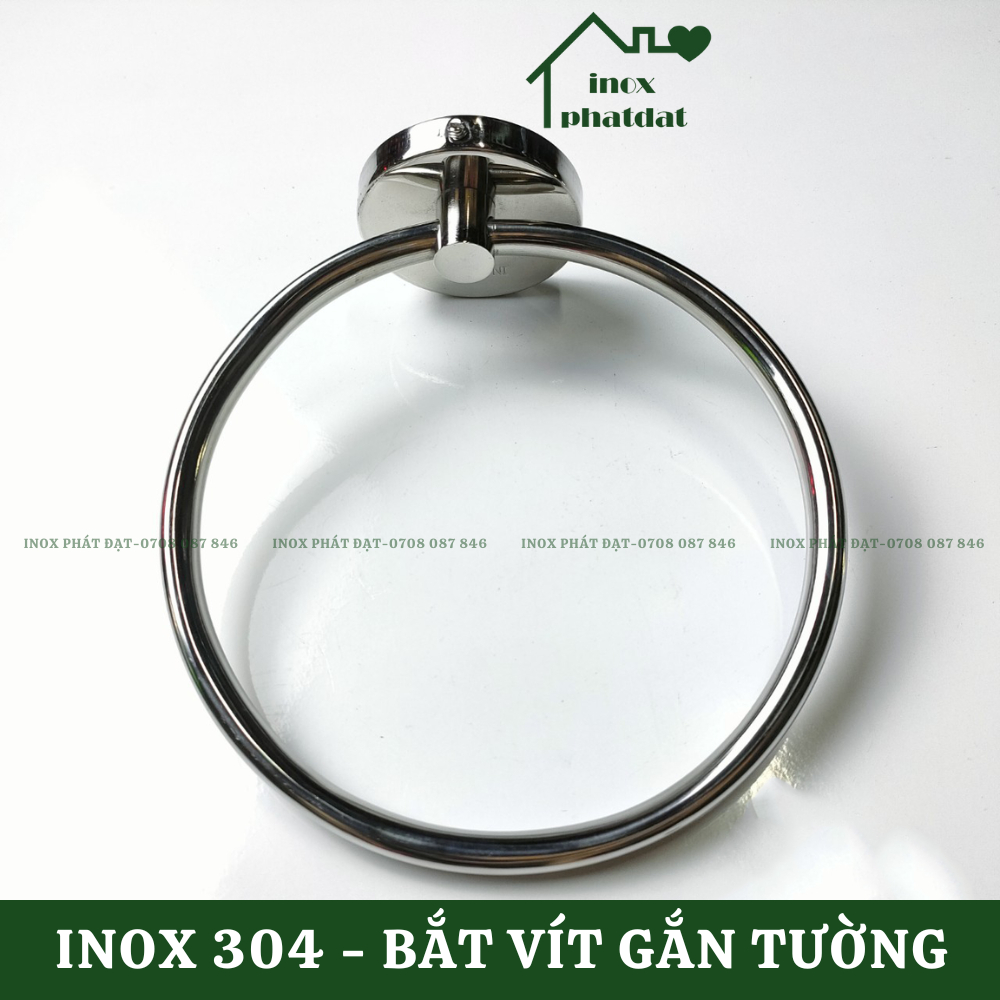 Vòng treo khăn tắm hình tròn Inox 304 PHÁT ĐẠT không rỉ sét máng khăn nhà tắm cao cấp, giá móc khăn mặt