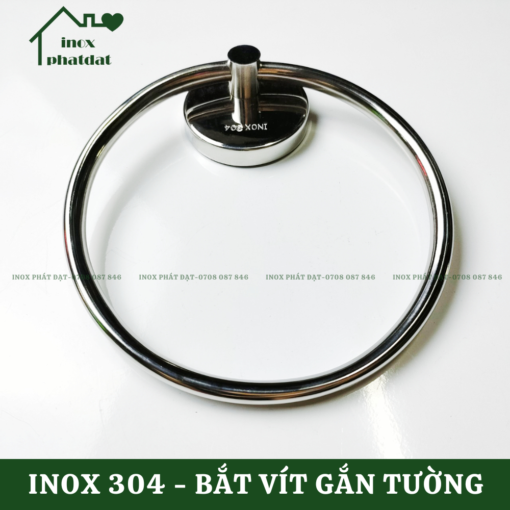 Vòng treo khăn tắm hình tròn Inox 304 PHÁT ĐẠT không rỉ sét máng khăn nhà tắm cao cấp, giá móc khăn mặt