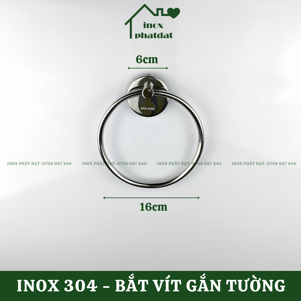 Vòng treo khăn tắm hình tròn Inox 304 PHÁT ĐẠT không rỉ sét máng khăn nhà tắm cao cấp, giá móc khăn mặt