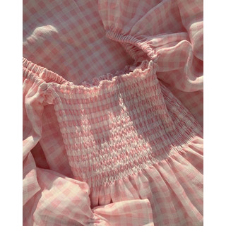 váy caro hồng baby