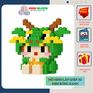 Mô hình lắp ráp 3D Mini Rồng Xanh Bộ đồ chơi lắp ghép Rồng Mini - Mini blocks