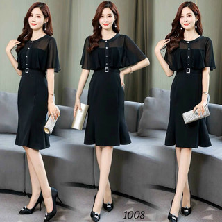 Đầm body đuôi cá áo voan cánh tiên nịt liền _ Đầm thiết kế nhiều form size M.L.XL.2XL