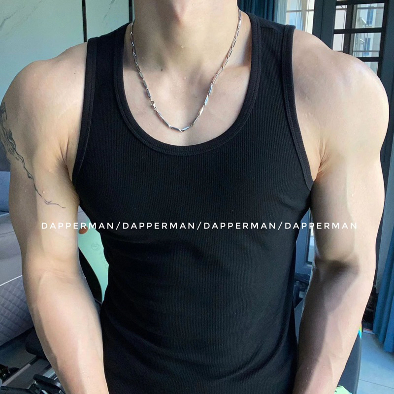 Áo thun nam tanktop ba lỗ cotton sợi thun gân cao cấp thể thao vận động tập gym DAPPERMAN