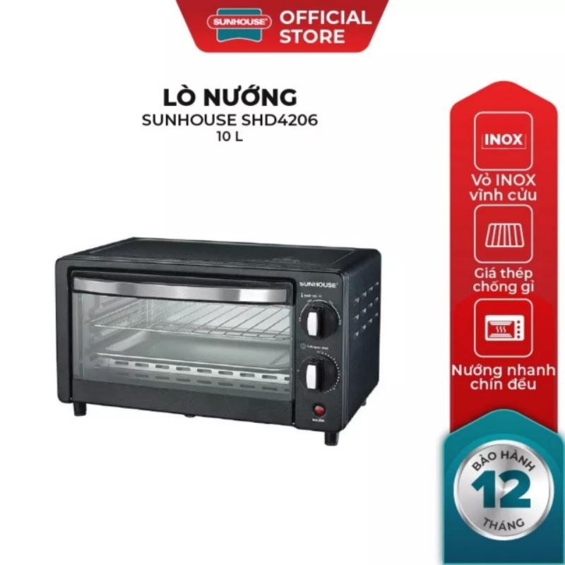 Lò nướng Sunhouse 10L SHD4206. Quà tặng từ sữa Enfa. Bảo hành 12 tháng chính hãng