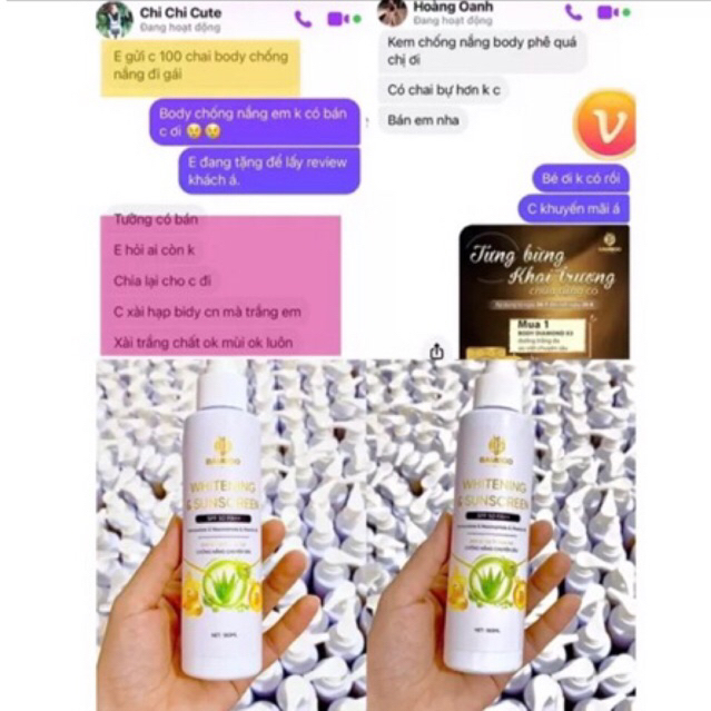 Kem chống nắng body làm trắng da Bamboo