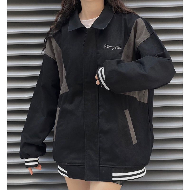 Áo Khoác Kaki YASA Jacket Vải Kaki Dày Dặn Ulzzang màu ĐEN  Nam nữ Unisex  Áo jacket dây kéo Julystoree