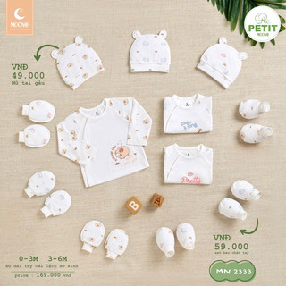  Bộ cài lệch và phụ kiện sơ sinh Moon chất petit mềm mịn đáng yêu cho bé MO25072 Baby Born shop 