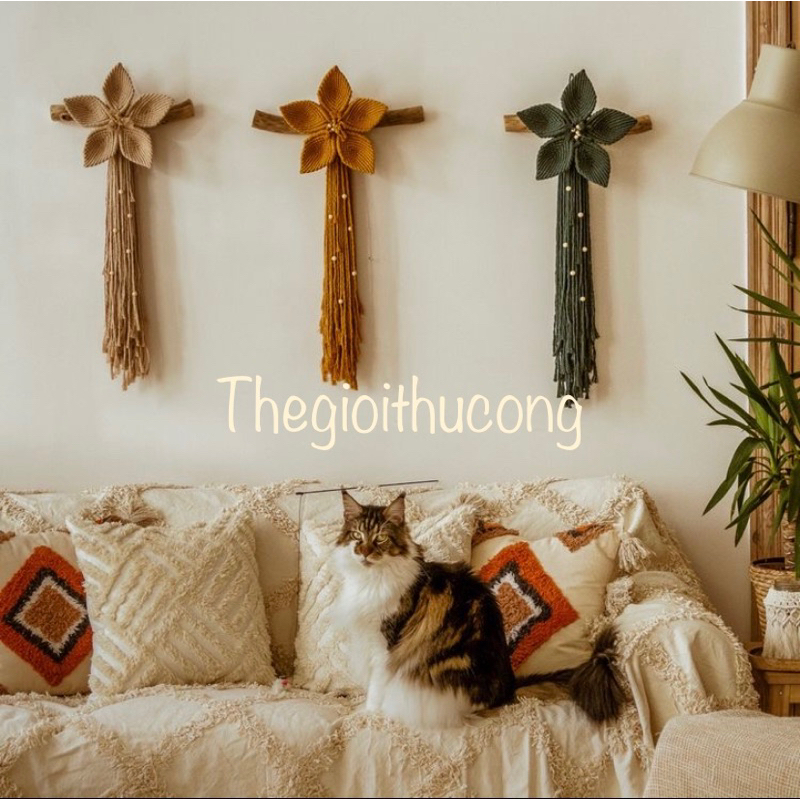 Hoa macrame treo tường decor
